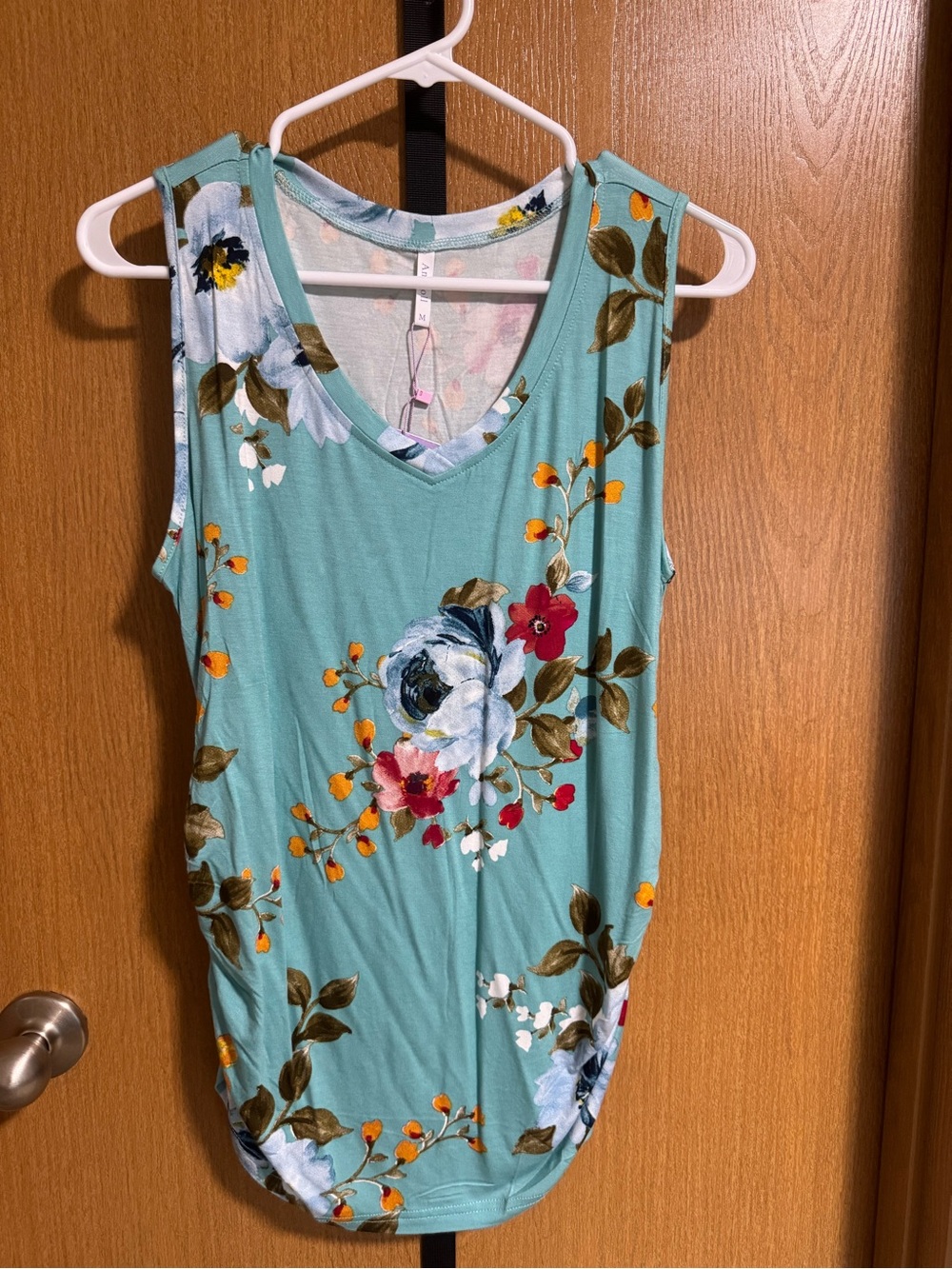 Andydoll Teal Floral V-Neck Tank